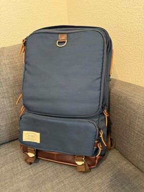 Navy and Brown Travel Backpack for Men